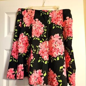 INC International Concepts Floral Black and Pink Women's Skirt Size 14 EUC